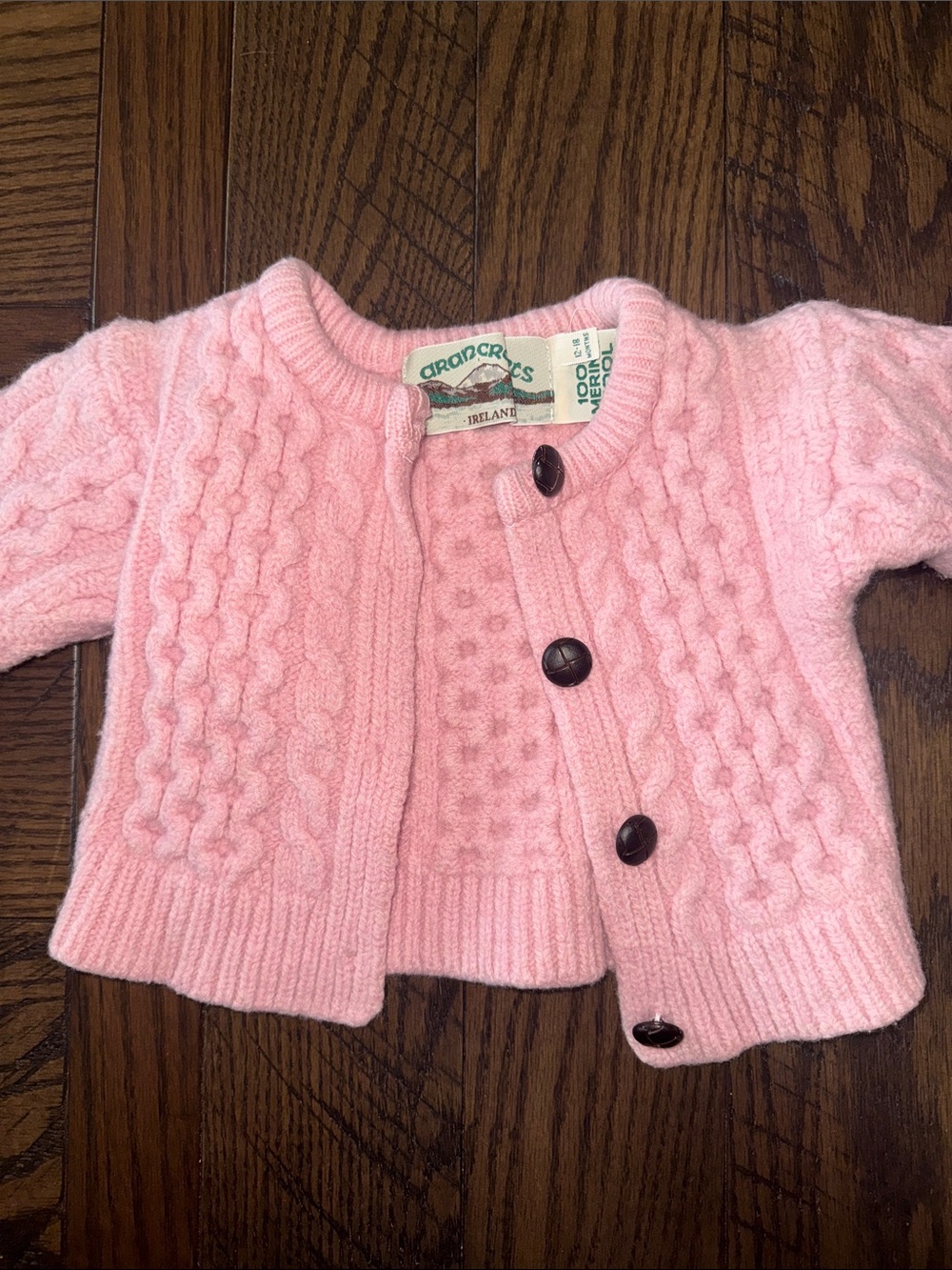 Aran Crafts Pink Cable Knit Baby Cardigan